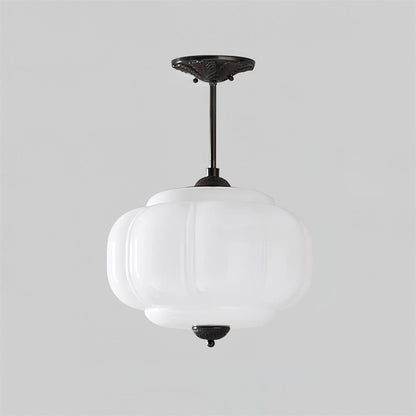 Retro Profiled Glass Semi-Flush Ceiling Light - Arrielight