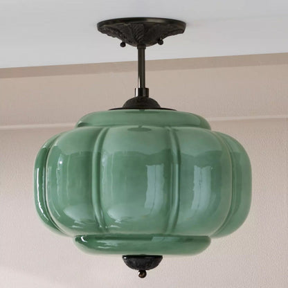 Retro Profiled Glass Semi-Flush Ceiling Light - Arrielight