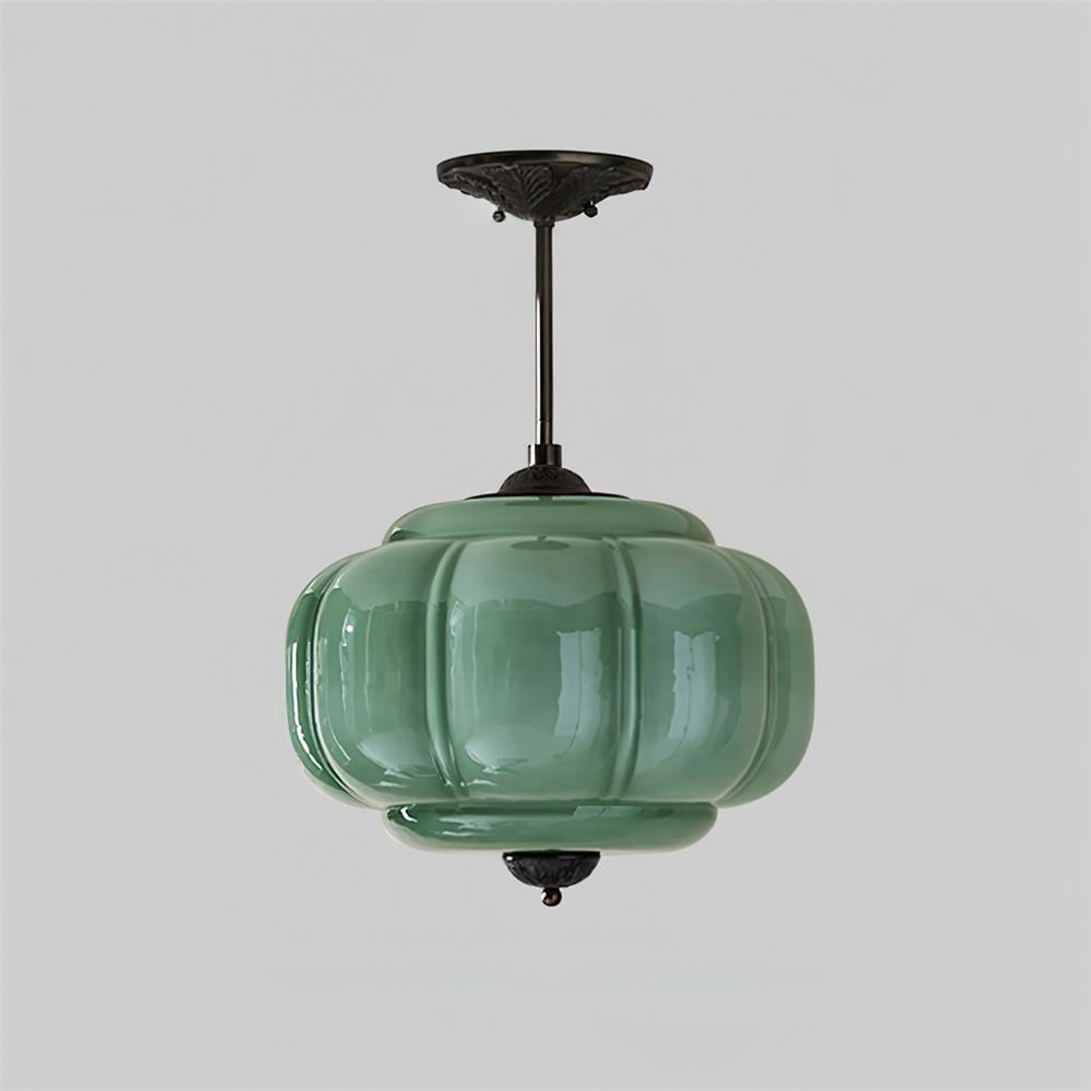Retro Profiled Glass Semi-Flush Ceiling Light - Arrielight