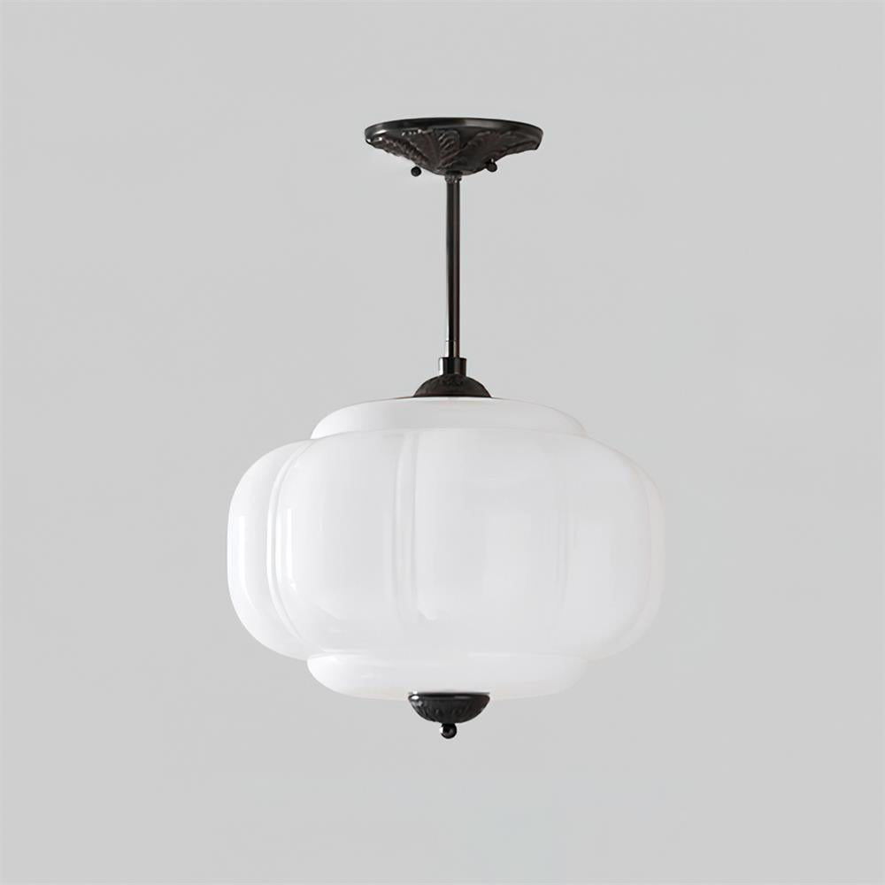 Retro Profiled Glass Semi-Flush Ceiling Light - Arrielight