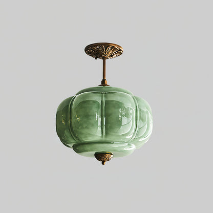 Retro Profiled Glass Semi-Flush Ceiling Light - Arrielight