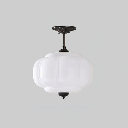 Retro Profiled Glass Semi-Flush Ceiling Light - Arrielight