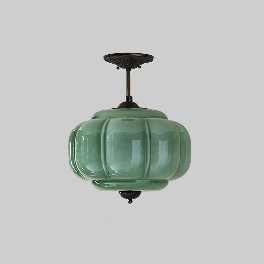 Retro Profiled Glass Semi-Flush Ceiling Light - Arrielight
