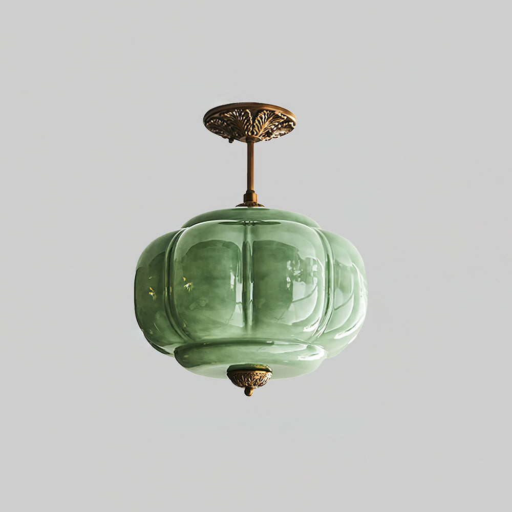 Retro Profiled Glass Semi-Flush Ceiling Light - Arrielight