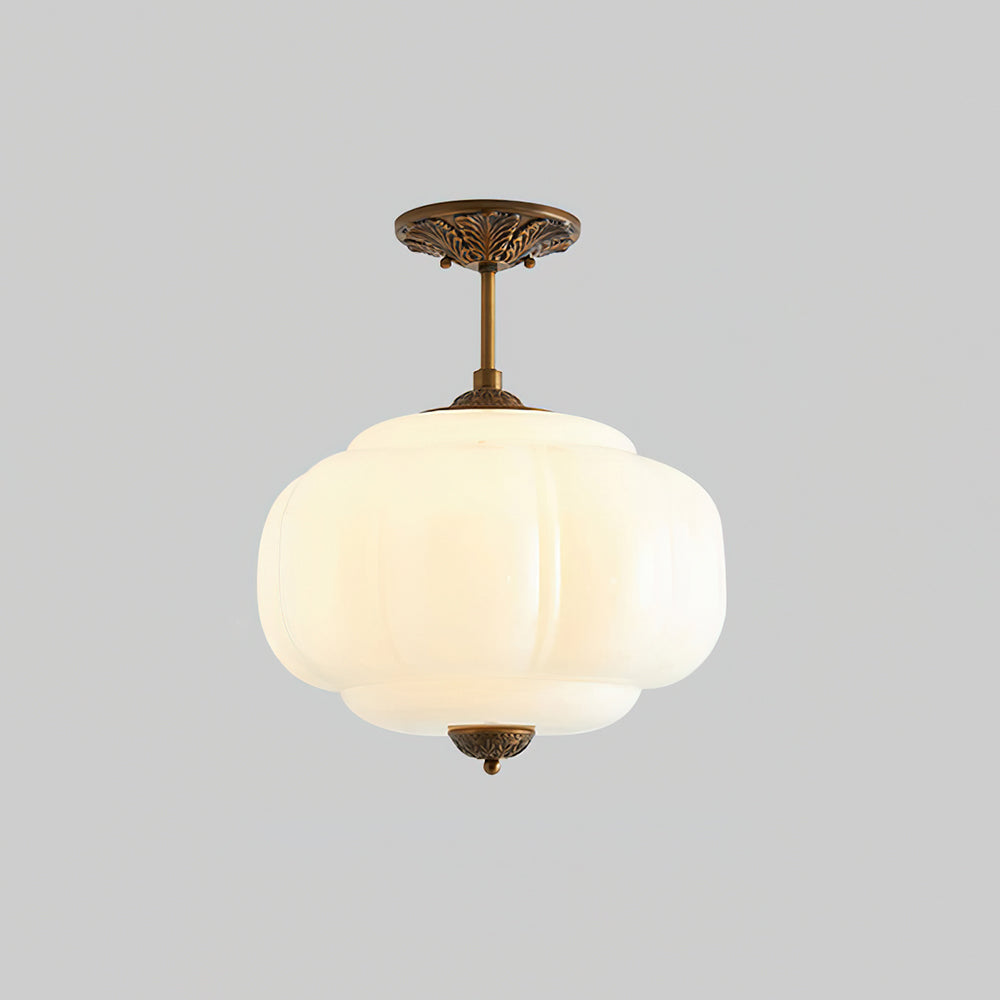 Retro Profiled Glass Semi-Flush Ceiling Light - Arrielight