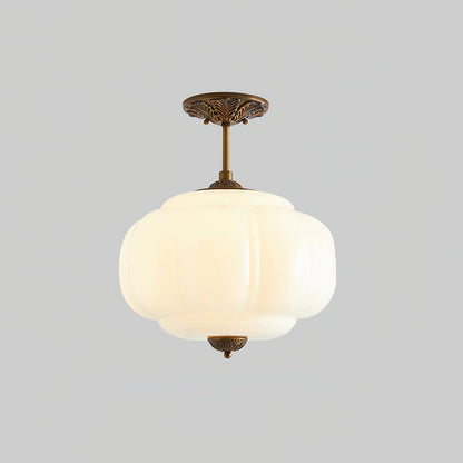 Retro Profiled Glass Semi-Flush Ceiling Light - Arrielight