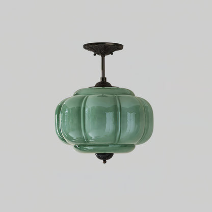 Retro Profiled Glass Semi-Flush Ceiling Light - Arrielight