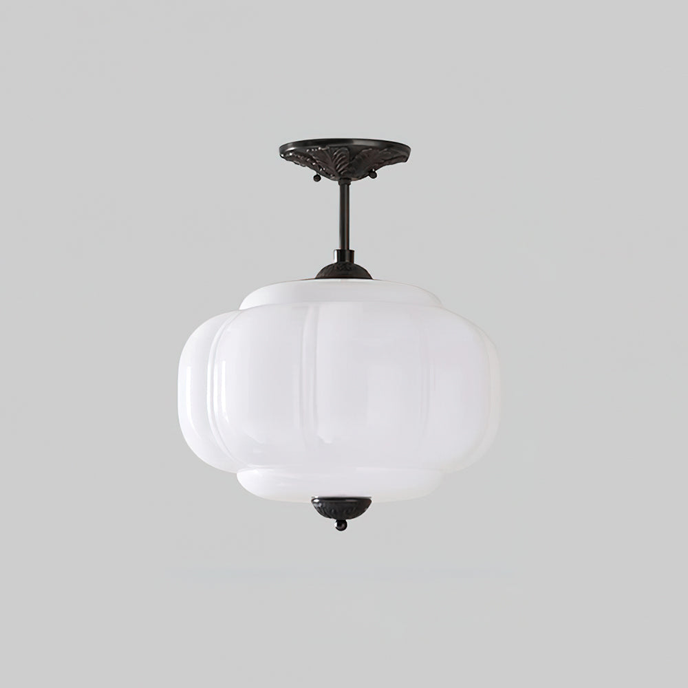 Retro Profiled Glass Semi-Flush Ceiling Light - Arrielight