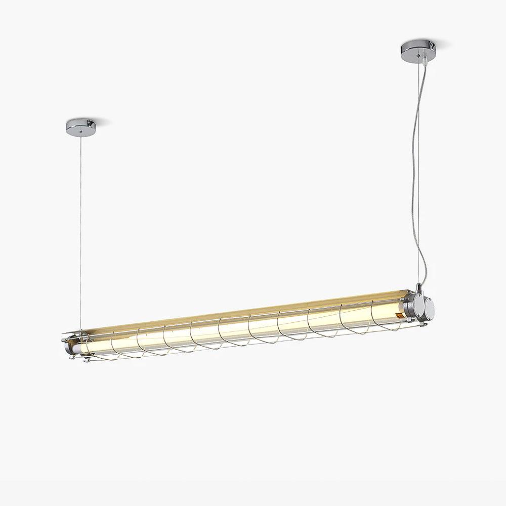 Caged Linear Tube Ceiling Pendant, Industrial Bar Light - Arrielight