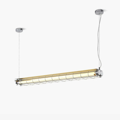 Caged Linear Tube Ceiling Pendant, Industrial Bar Light - Arrielight