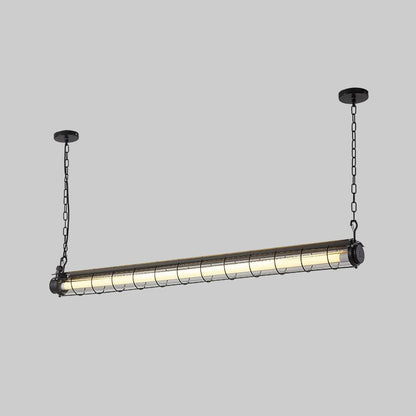 Caged Linear Tube Ceiling Pendant, Industrial Bar Light - Arrielight