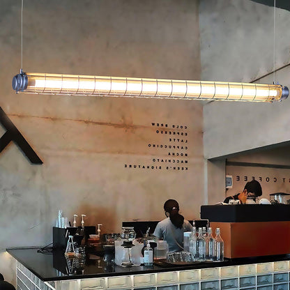 Caged Linear Tube Ceiling Pendant, Industrial Bar Light - Arrielight