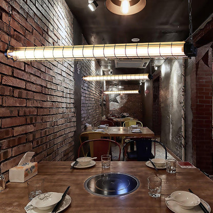 Caged Linear Tube Ceiling Pendant, Industrial Bar Light - Arrielight