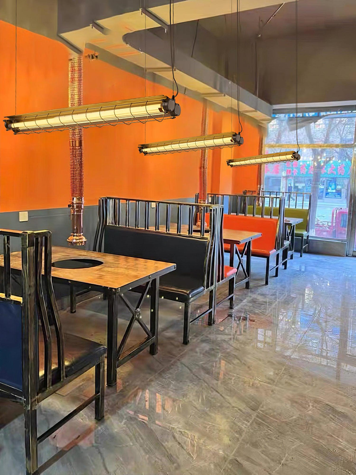 Caged Linear Tube Ceiling Pendant, Industrial Bar Light - Arrielight