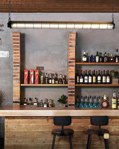 Caged Linear Tube Ceiling Pendant, Industrial Bar Light - Arrielight