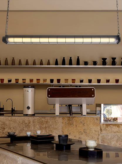 Caged Linear Tube Ceiling Pendant, Industrial Bar Light - Arrielight