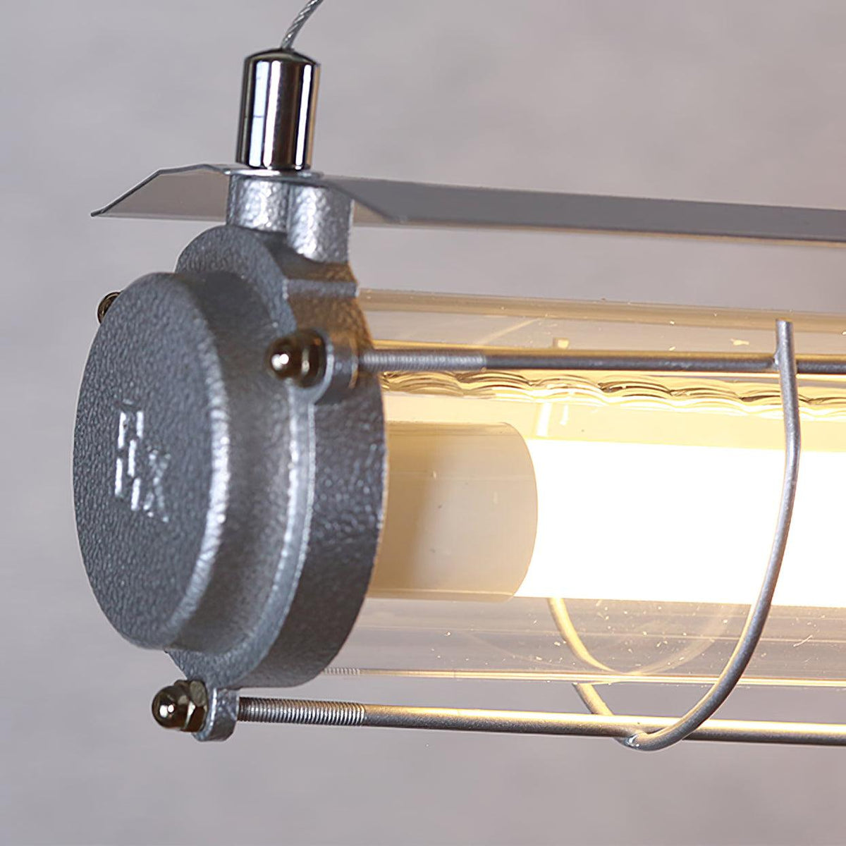 Caged Linear Tube Ceiling Pendant, Industrial Bar Light - Arrielight