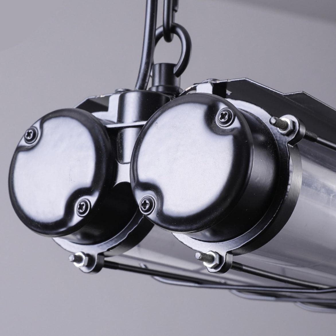 Caged Linear Tube Ceiling Pendant, Industrial Bar Light - Arrielight