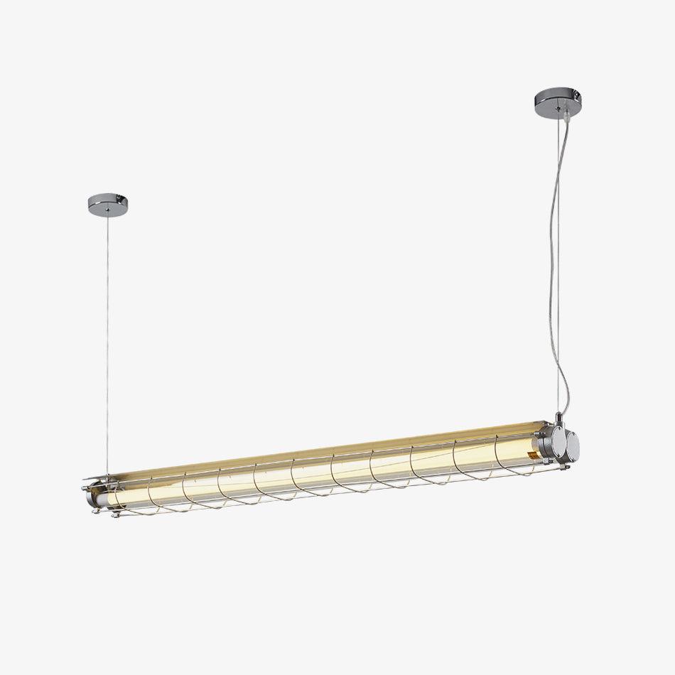 Caged Linear Tube Ceiling Pendant, Industrial Bar Light - Arrielight