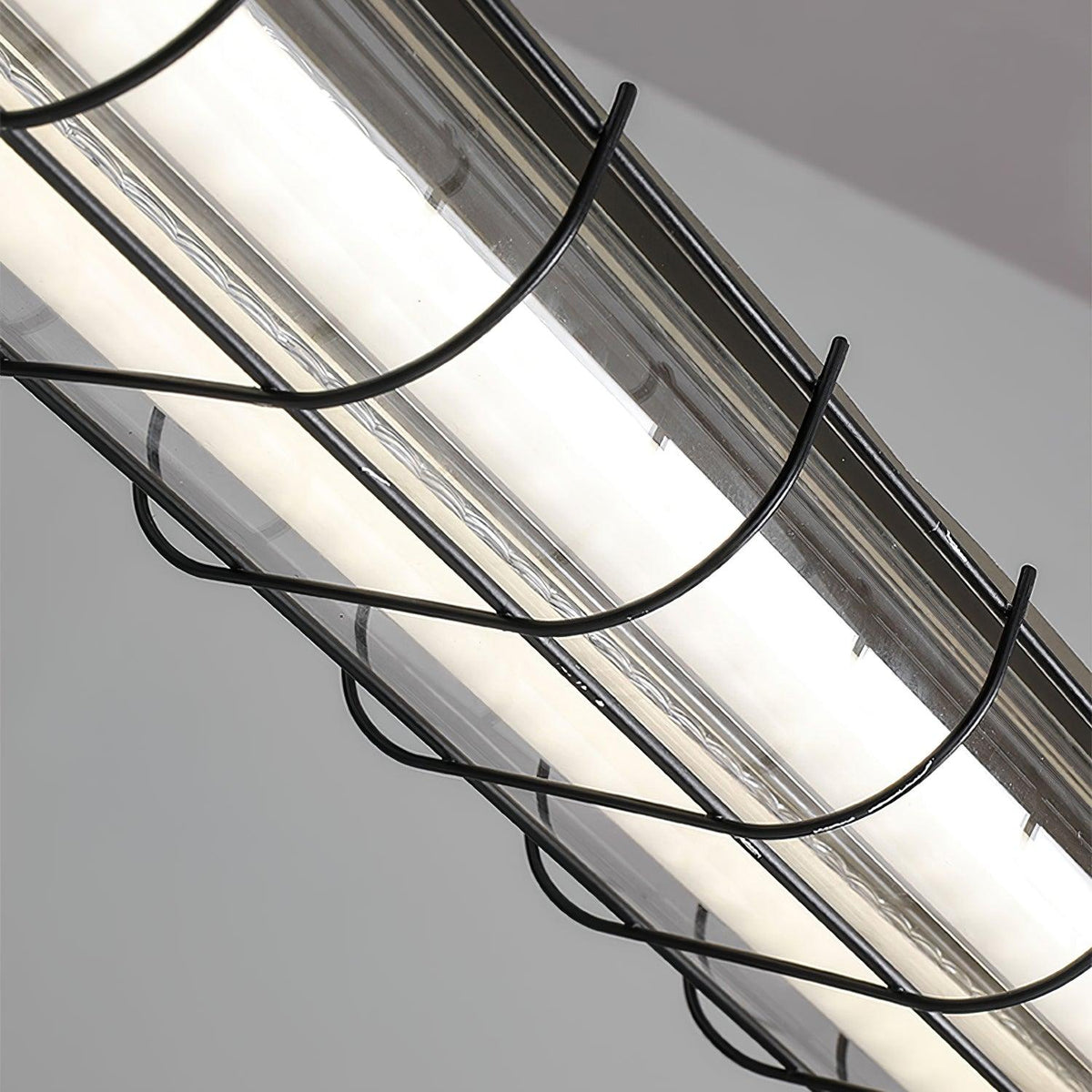 Caged Linear Tube Ceiling Pendant, Industrial Bar Light - Arrielight