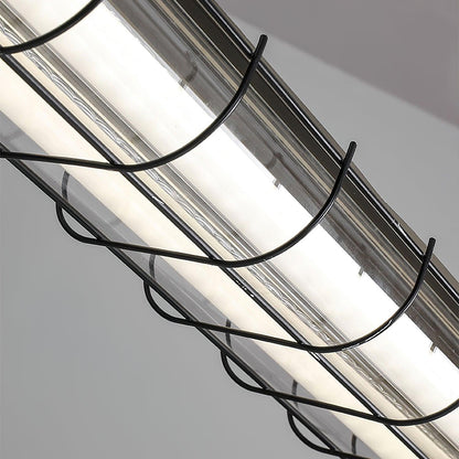Caged Linear Tube Ceiling Pendant, Industrial Bar Light - Arrielight
