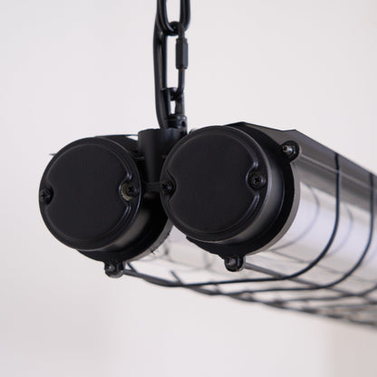 Caged Linear Tube Ceiling Pendant, Industrial Bar Light - Arrielight