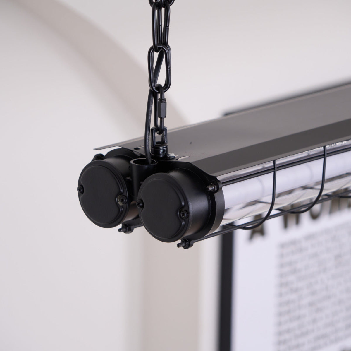 Caged Linear Tube Ceiling Pendant, Industrial Bar Light - Arrielight