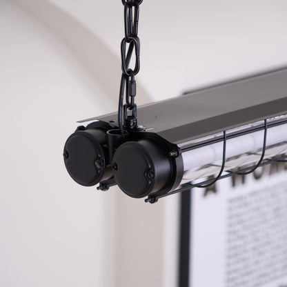 Caged Linear Tube Ceiling Pendant, Industrial Bar Light - Arrielight