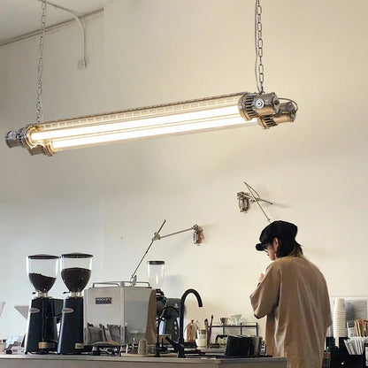 Caged Linear Tube Ceiling Pendant, Industrial Bar Light - Arrielight