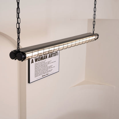 Caged Linear Tube Ceiling Pendant, Industrial Bar Light - Arrielight