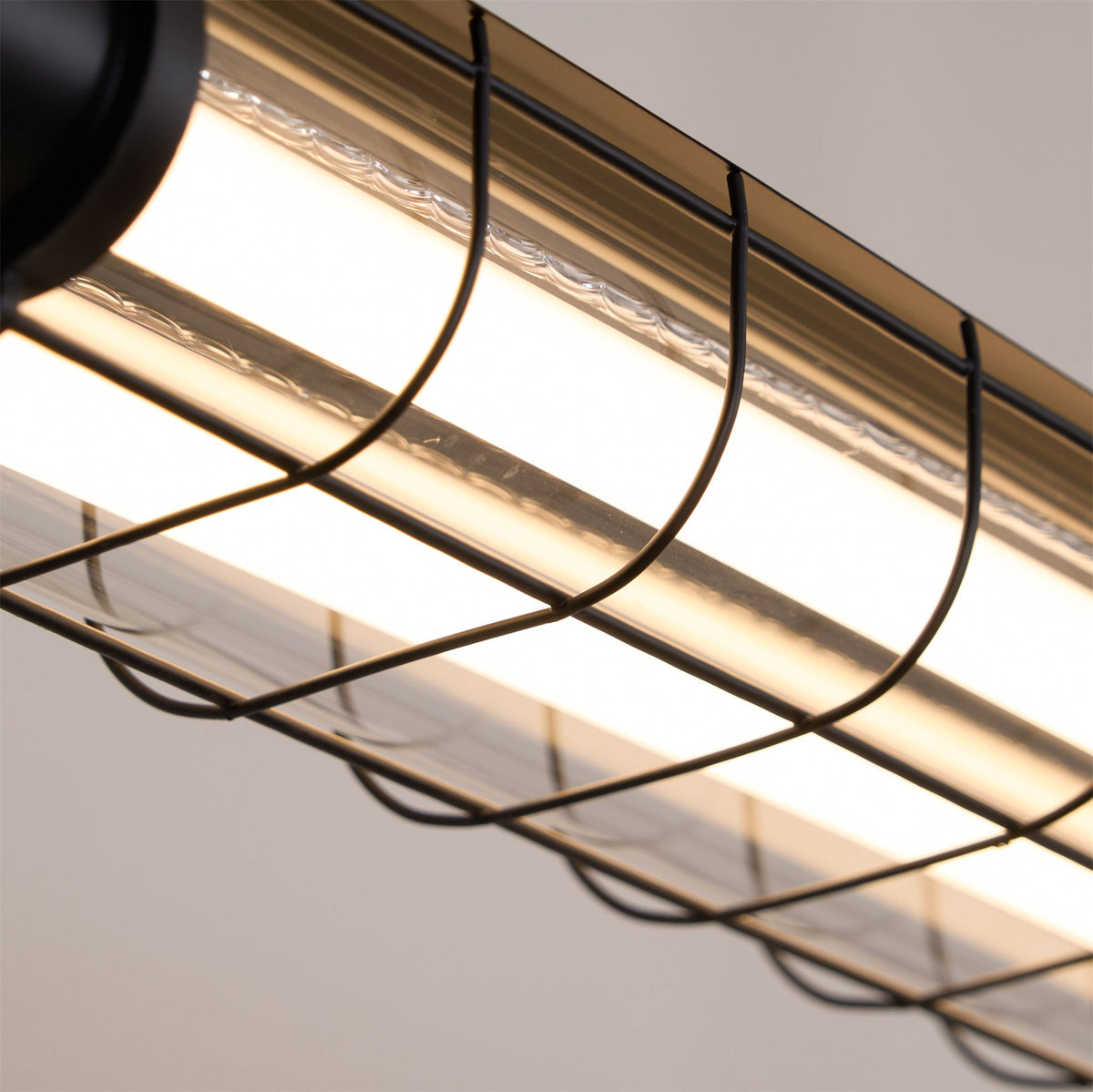 Caged Linear Tube Ceiling Pendant, Industrial Bar Light - Arrielight