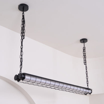 Caged Linear Tube Ceiling Pendant, Industrial Bar Light - Arrielight