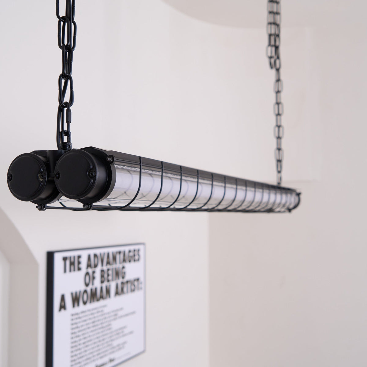 Caged Linear Tube Ceiling Pendant, Industrial Bar Light - Arrielight