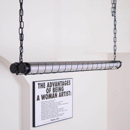 Caged Linear Tube Ceiling Pendant, Industrial Bar Light - Arrielight
