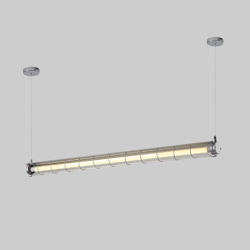 Caged Linear Tube Ceiling Pendant, Industrial Bar Light - Arrielight