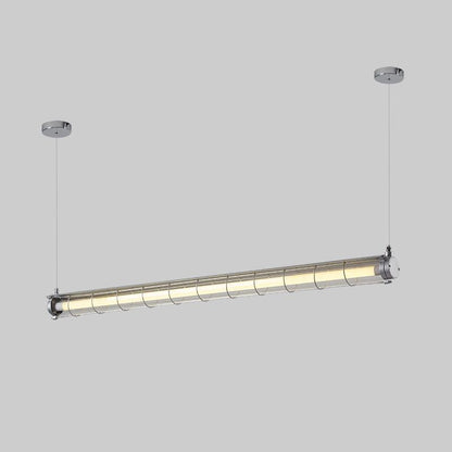 Caged Linear Tube Ceiling Pendant, Industrial Bar Light - Arrielight