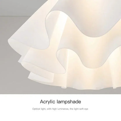 Modern Ceiling Light with Wavy Fabric Shade and Brass Base