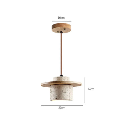Modern Pendant Lamp with Stone and Wood