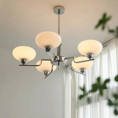 Modern Chandelier with Opal Glass Shades – Elegant Ceiling Light