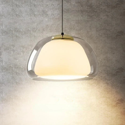 Modern LED Pendant Light with Double Glass Shade