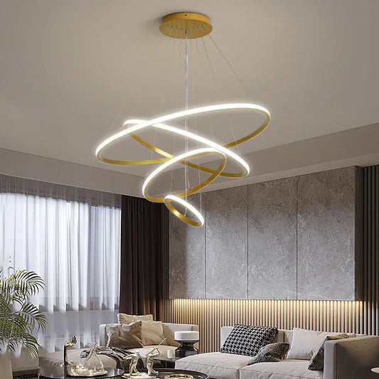 Designer LED Pendant Light Chandelier – Modern 3D Ring Shape