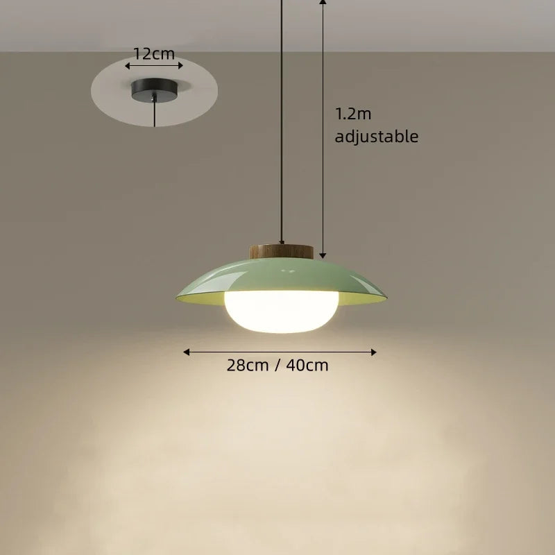 Modern Glass Pendant Light with Wooden Accent – Minimalist Design