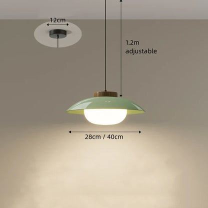 Modern Glass Pendant Light with Wooden Accent – Minimalist Design