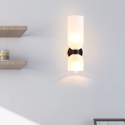 Double Wall Light with Smoked Glass & Gold Finish