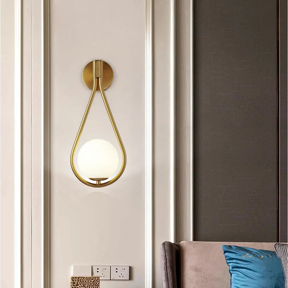 Modern LED Wall Sconce with Spherical Glass Shade