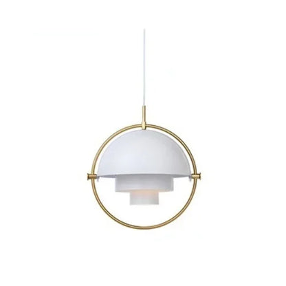 Designer Pendant Light with Metal Shade and Decorative Ring