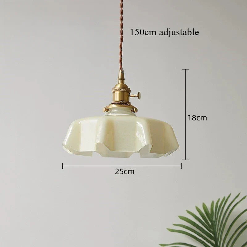 Retro Pendant Lights with Coloured Glass Shades and Brass Finish