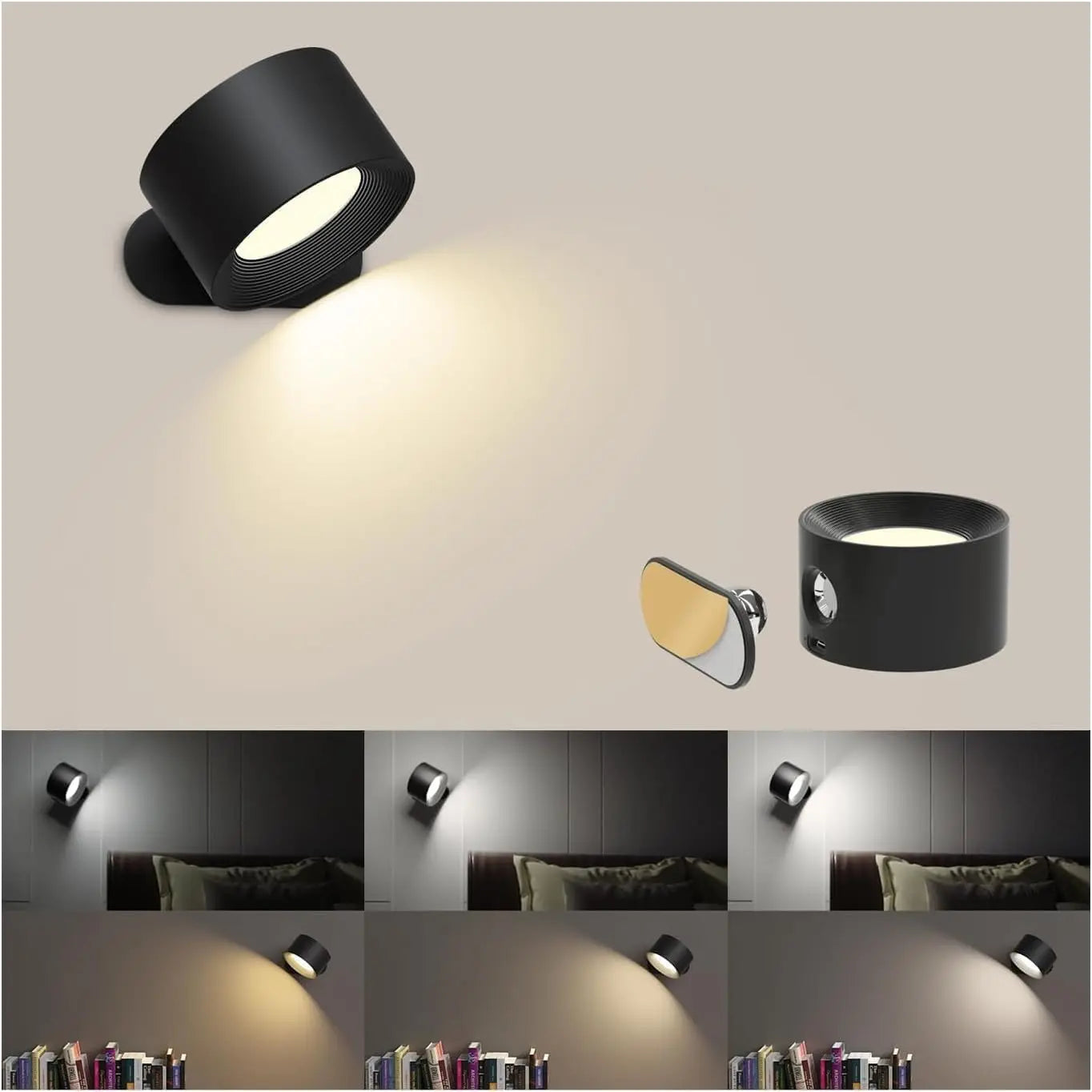 Wireless Detachable Wall Light – Rechargeable LED Lamp with 360° Rotation