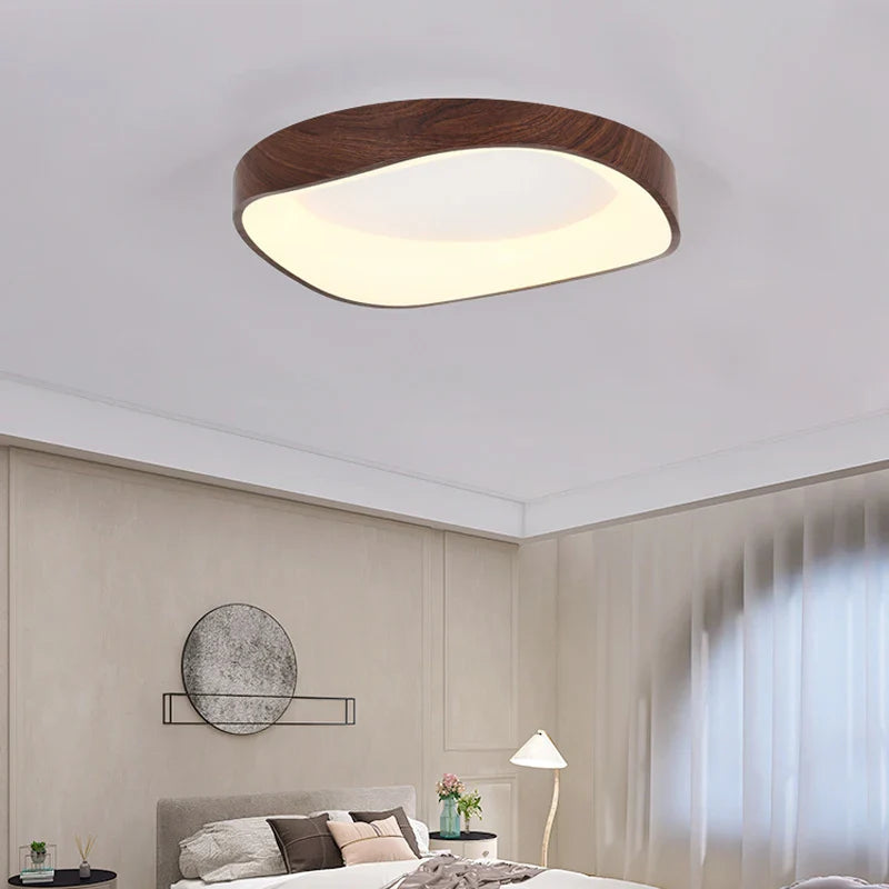 Scandinavian LED Ceiling Light – Modern Surface-Mounted Lamp with Wood Effect