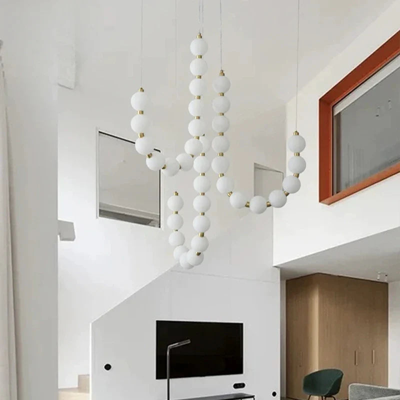 Modern LED Pendant Light – Necklace-Inspired Design with Glowing Spheres